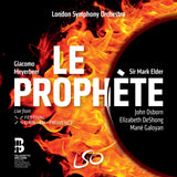 Black album cover with a ring of orange fire. Text reads Le Prophete, Giacomo Meyerbeer, Sir Mark Elder, John Osborn, Elizabeth DeShong, Mane Galoyan, live from Festival d'Aix-en-Provence.