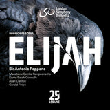 Black album cover with a grey raven. Text reads Mendelssohn Elijah, Sir Antonio Pappano, Masabane Cecilia Rangwanasha, Dame Sarah Connolly, Allan Clayton, Gerald Finley.